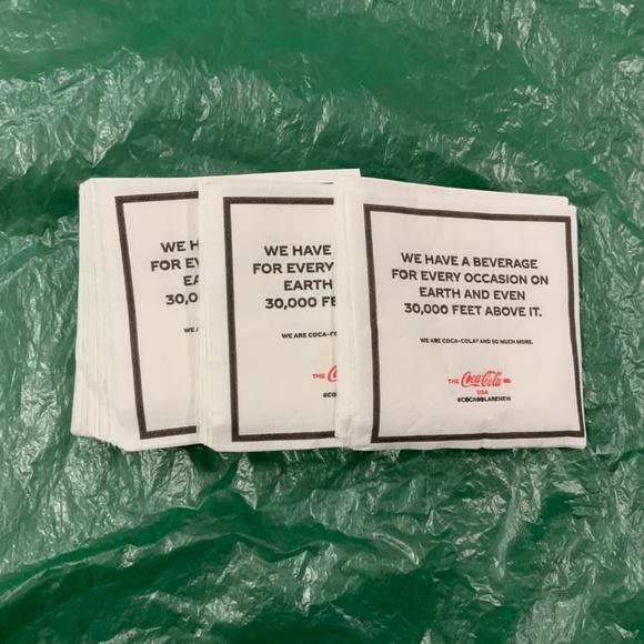 COCA-COLA COKE SODA LOT/2 PACKS 50 EA Cocktail In-flight Airlines NAPKINS - Picture 2 of 4